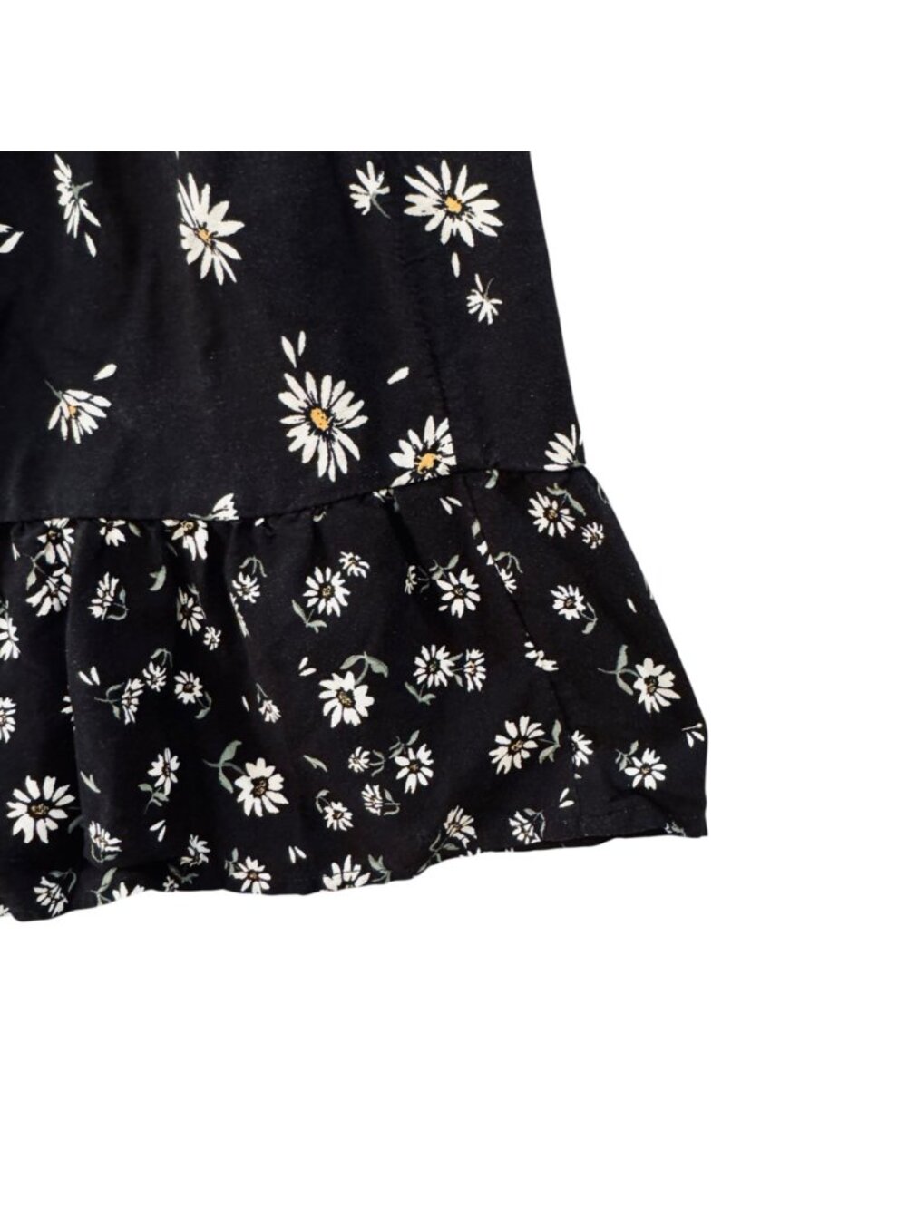 Maurices Size M Peasant Puffy Sleeved Mini Sundress Black Floral Tiered Ruffle - Picture 8 of 11